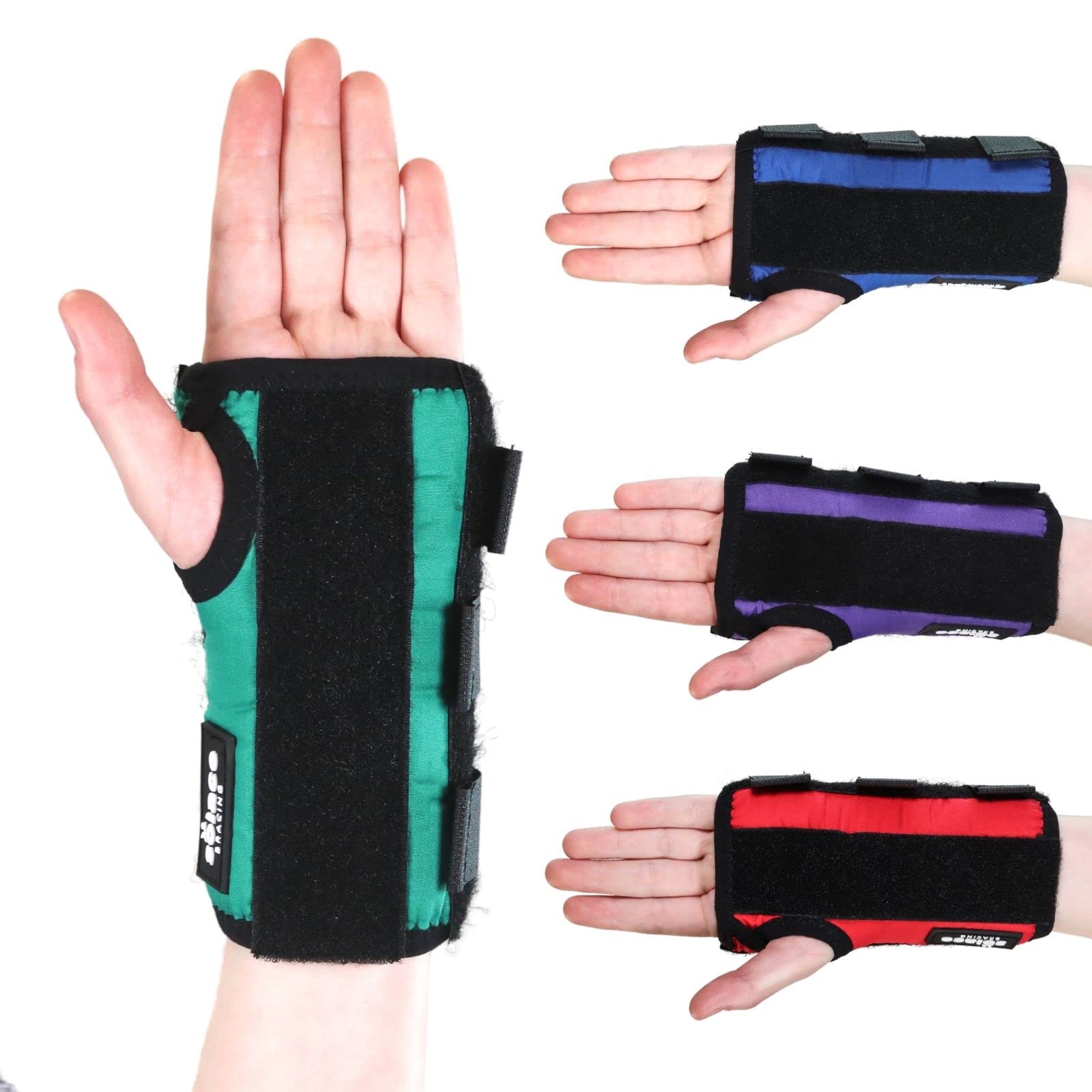 Solace Bracing Children's Padded Wrist Support (4 Fun Colours) - British Made & NHS Supplied Kids Wrist Brace Splint - #1 for Fractures, JI Arthritis, Sprains, RSI, Injuries & More - Green, L, Right