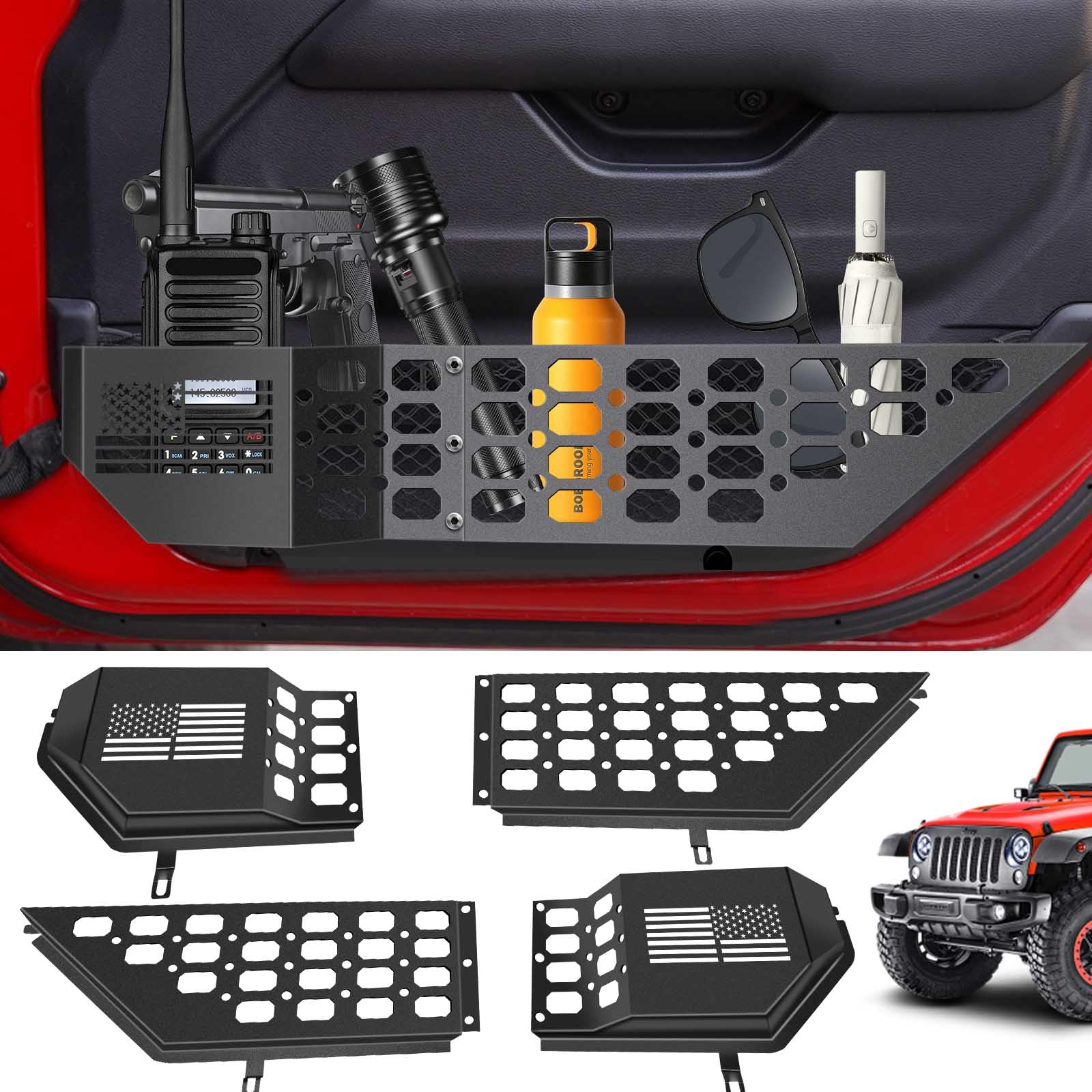 Photo 1 of Keiurot Metal Front Door Storage Organizer Box Pockets for Jeep Wrangler JL JLU 4XE 2018-2023 & Gladiator JT 2020 2021 2022 2023 2024 Accessories Door Pocket 2PCS (Not for Power Seats)