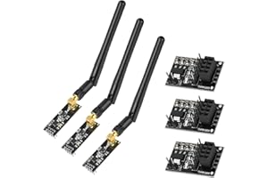 Aideepen 3PCS NRF24L01+PA+LNA Module with SMA Antenna 2.4 GHz+3PCS NRF24L01 8 Pin Socket Breakout Adapters Compatible with Ar