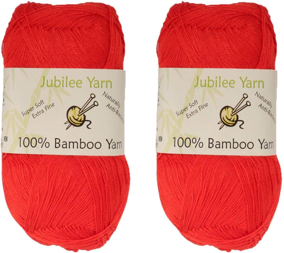Super Fine Weight Rayon from Bamboo Fiber Yarn Tangelo Orange 2 Skeins 50g