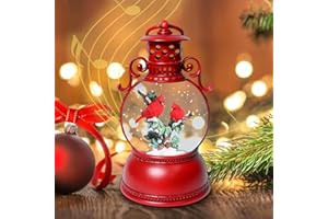 DGSCAK Snow Globes, Cardinal Snow Christmas Lantern, 8 Songs, 6H Timer Battery & USB Powered Glitter Music Box, Gifts for Men and Kids,Christmas Table Decorations Home Decor