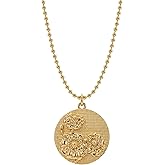 MEVECCO Gold Birth Flower Coin Necklace for Women 12 Month Flower Pendent 18K Gold Plated with Beaded Chain Personalized Embossed Floral Disc Necklace Birthday Gifts