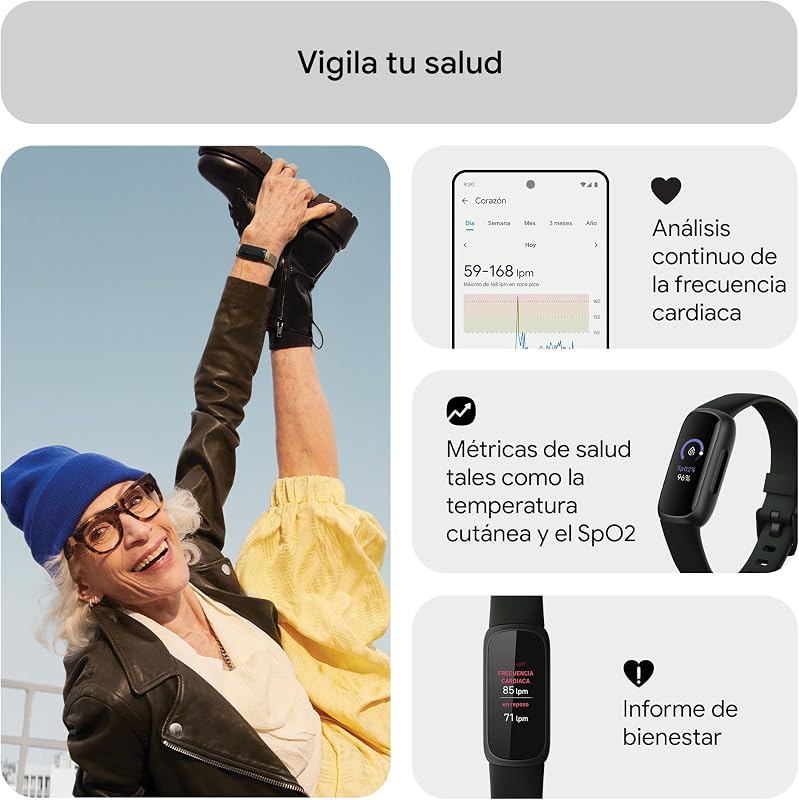 Fitbit inspire 3, a pulseira de saúde e atividade física com bateria de até 10 dias e compatível com android e ios, preta
