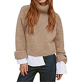 Saodimallsu Womens Turtleneck Fuzzy Sweaters Long Sleeve Chunky Knit Casual Loose Warm Fall Winter Pullover Sweater