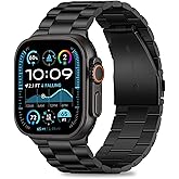 HITZEE Compatible with Apple Watch Ultra Band 49mm Business Stainless Steel Metal Strap Men Women Link Bands Compatible for Apple Watch Ultra 3/2/1, 49mm Black