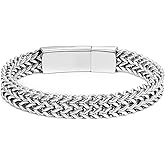 LaSua Silver Bracelet for Men 10mm Franco Chain with Bayonet Clasp Mens Bracelet Stainless Steel 7.5/8/8.5 Inch Mens Jewelry Valentines Day Gifts for Him