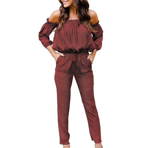 red off the shoulder playsuit