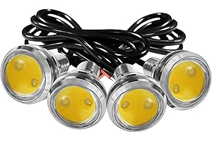 JRQLOV 4Pcs 23mm COB DC 12V Eagle Eye LED Car Fog DRL Daytime Running Light Car ATV Camper Trunk Motorcycle Marker Lights Lamp Tail Reverse Fog Light Signal Lamp (Warm white)