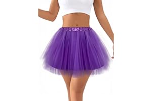 Ammiko Women Teens Tutu Adult 4 Layered Tulle Skirt Fluffy Dance Tutus Lined Elastic Halloween Costumes Running Party