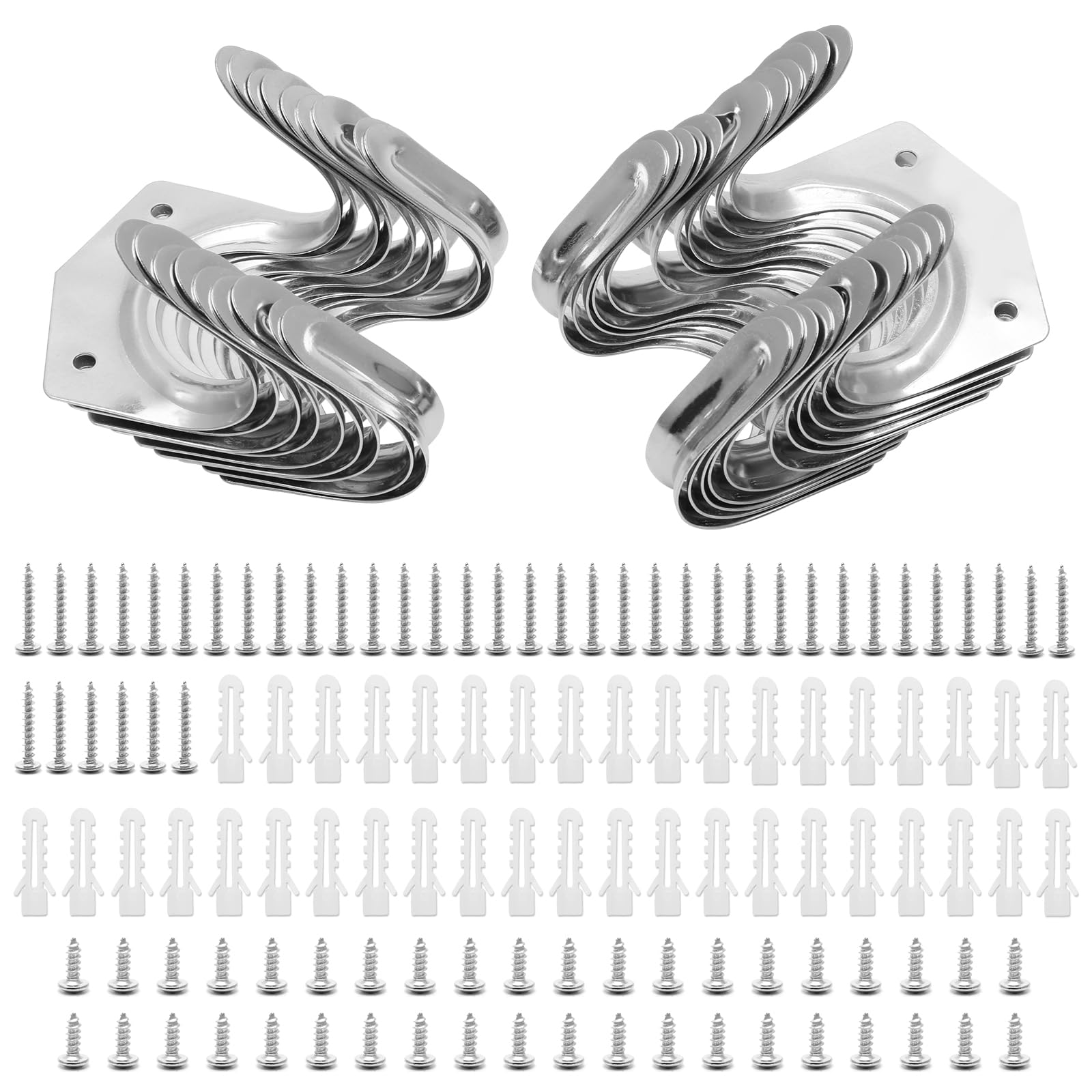 Yoicn Lth Pack of 20 Heavy Duty Double Metal Tool Hooks with Screws, Wall Mounted Storage Hangers for Garage, Shed, Workshop, Garden Tools and Ladders