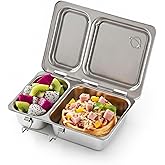 PlanetBox Shuttle Stainless Shuttle Bento Box Style Lunch Box for Kids with 2 Compartments – Durable, Dishwasher Safe & BPA-Free Food Container
