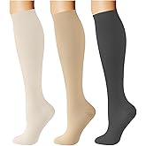 Breslatte Compression Socks for Women Men 15-20 mmHg Circulation Knee High Athletic Support Socks Running Travel Nurse