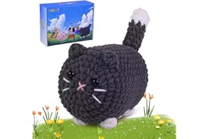 ⅠCROCHET Crochet Kit for Beginners, Cats Crochet Starter Kit for Adults Kids with Step-by-Step Video Tutorials, Birthday Gifts DIY Crochet Animal Complete Knitting Kit