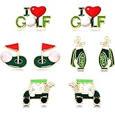 4Pairs Golf Stud Earrings Golf Ball Bag Cart Earring Studs Statement Golf Themed Earrings Golf Jewelry for Women Sport Game Day Golf Accessories Outfits Gifts