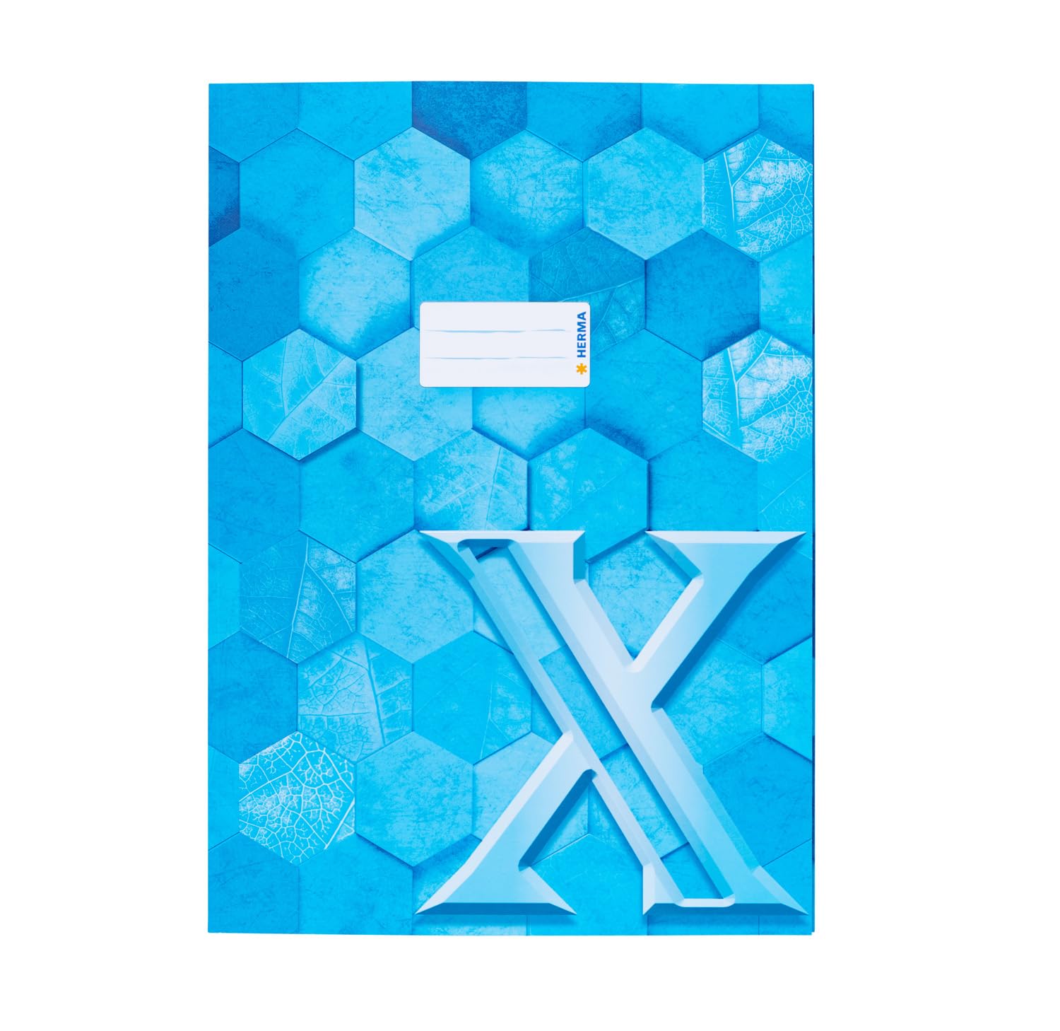 HERMA 20093 Notebook Cover A4 Cardboard Light Blue, Pack of 10, Refined Notebook Cover with Labelling Field Made of Sturdy and Extra Strong Paper, Notebook Cover with Hexagon Pattern Motif for School