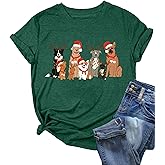 TOTWOW Christmas Shirts for Women Funny Merry Xmas Holiday Short Sleeve T-Shirt Tops