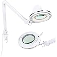 Brightech LightView Pro Magnifying Desk Lamp, 2.25x Light Magnifier with Clamp, Adjustable Magnifying Glass with Light for Crafts, Reading, Close Work - White