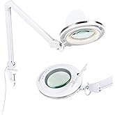 Brightech LightView Pro Magnifying Desk Lamp, 2.25x Light Magnifier with Clamp, Adjustable Magnifying Glass with Light for Crafts, Reading, Close Work - White