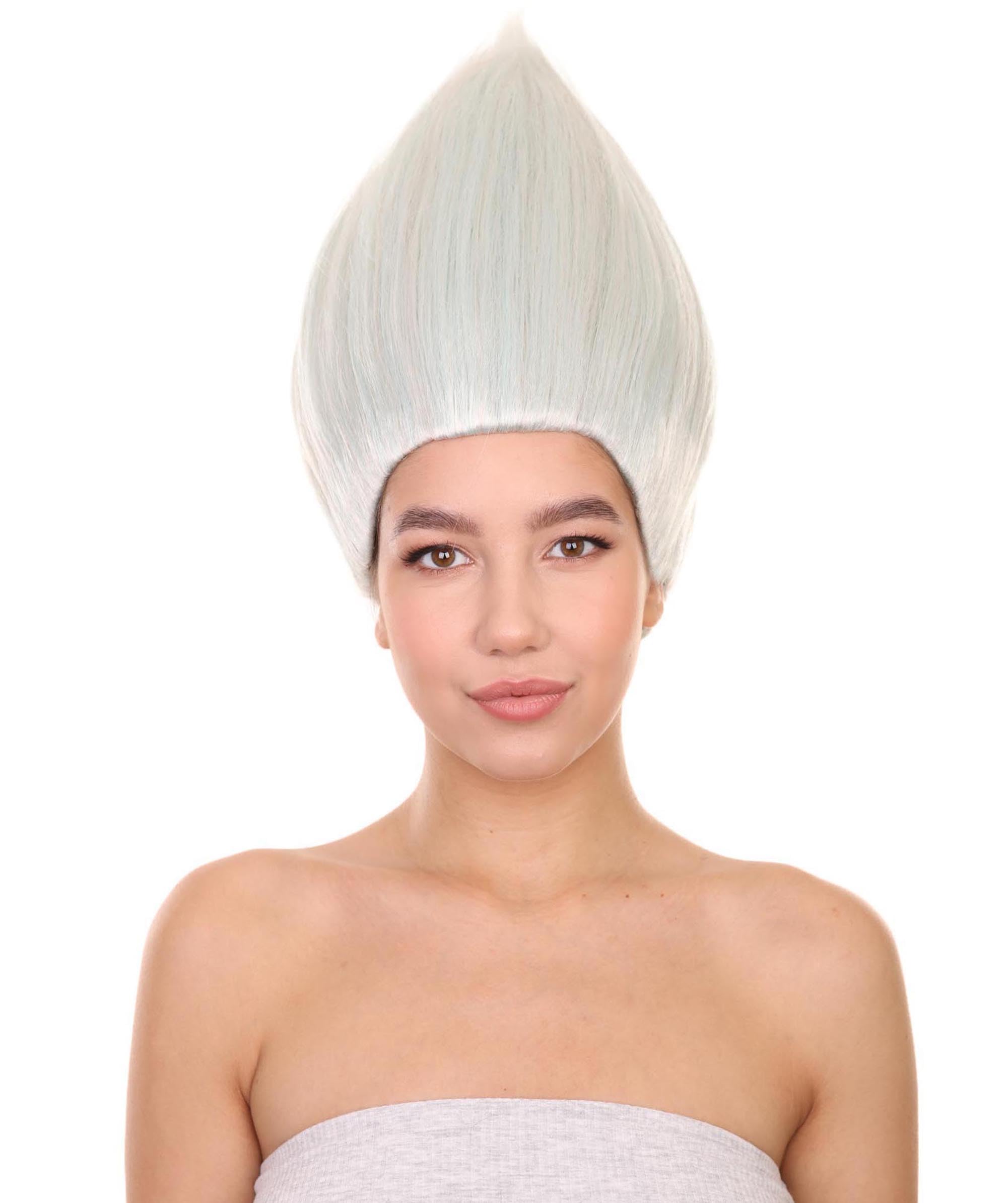 HPO Unisex Silver Color Straight Cosplay Halloween Troll Wig | Synthetic Soft Fiber Hair | Perfect for your next Cosplay And Party