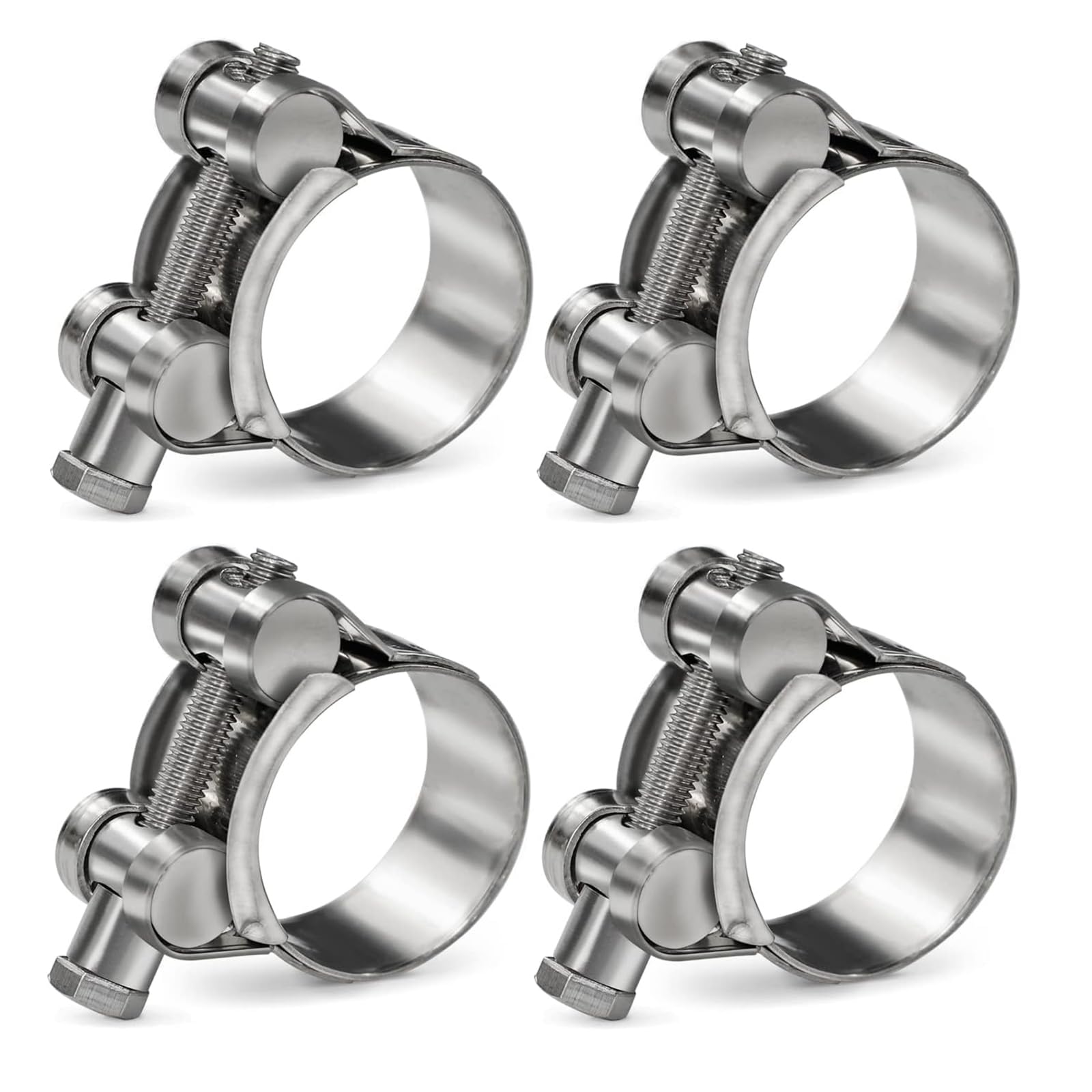 Pack of 4 Joint Bolt Clamps Stainless Steel 32-35 mm Adjustable Wire Hose Clamps Pipe Clamp Stainless Steel Hose Clamps Exhaust Clamp Clamping Jaw Pipe Clips for Tubing Silver