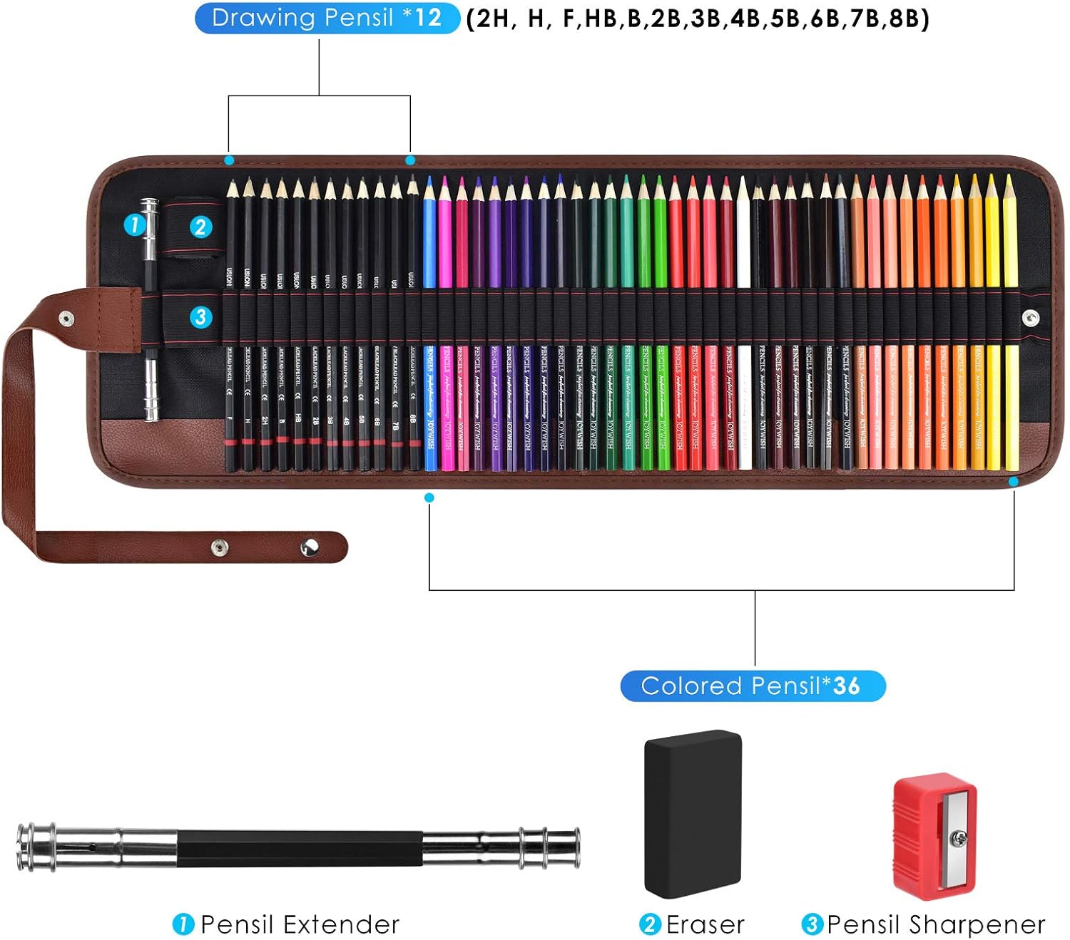 Sketch Pencils and Drawing Pad Set 53 Pcs, BROTOU Art Supplies Art Kit