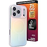 ZAGG Milan Snap Case for iPhone 17 Pro - Iridescent, Graphene Strengthened Phone Case with Drop Protection (13ft/4m), Textured Edges & Sparkle Design, MagSafe Charging Compatible