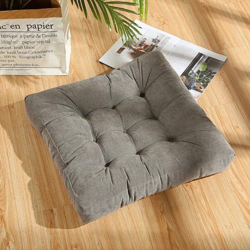 Nathime Floor Pillow Square Meditation Pillow for Seating on Floor Thick Tufted Seat Cushion for Living Room Hanging Swing Chair Window Pads 22x22 Inch, Grey, 1Pc: Kitchen & Dining