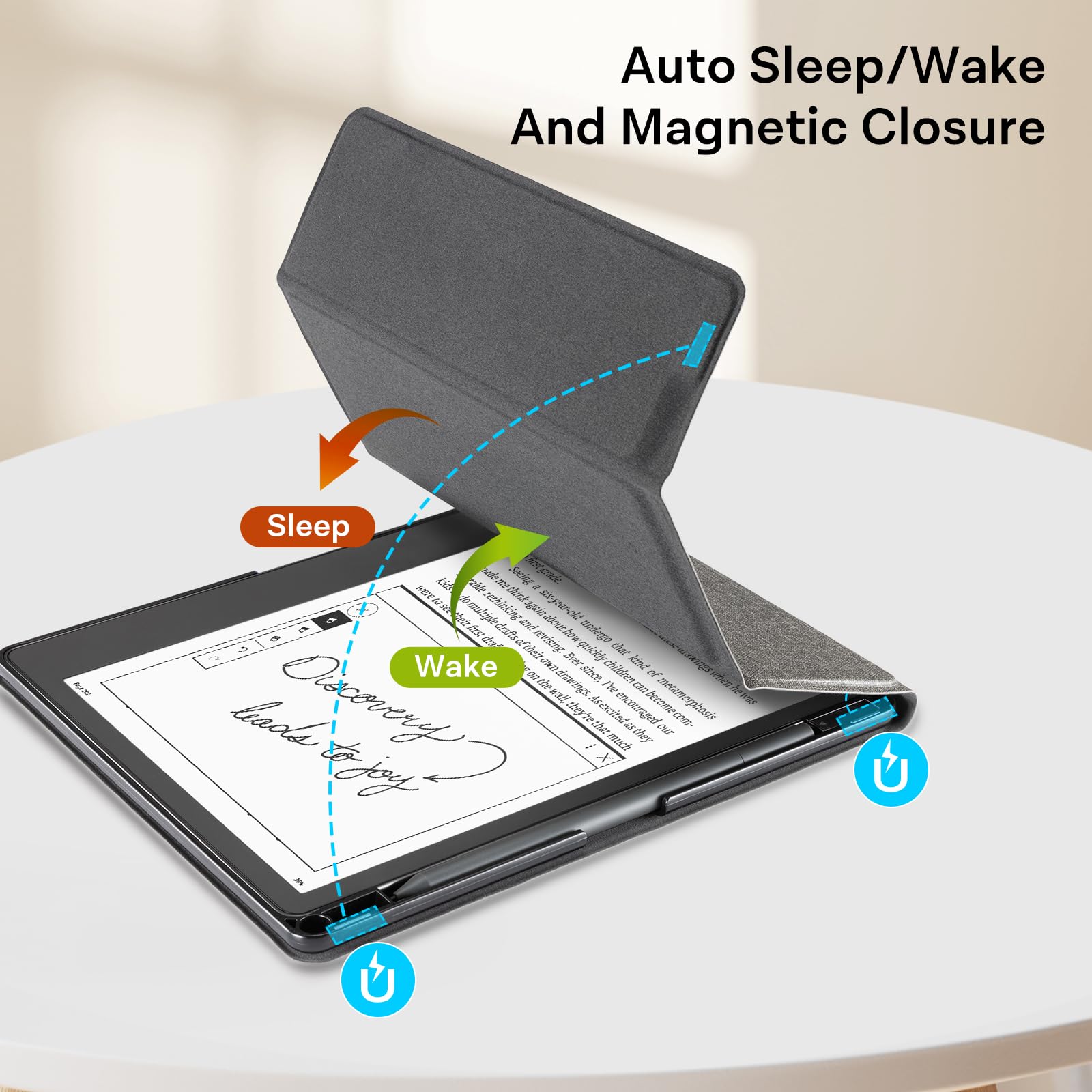 CoBak Stand Case for Kindle Scribe - Premium Folio Leather Cover with Pen Holder, Auto Sleep/Wake - Compatible with 10.2 Inch Kindle Scribe (2022/2024 Release)