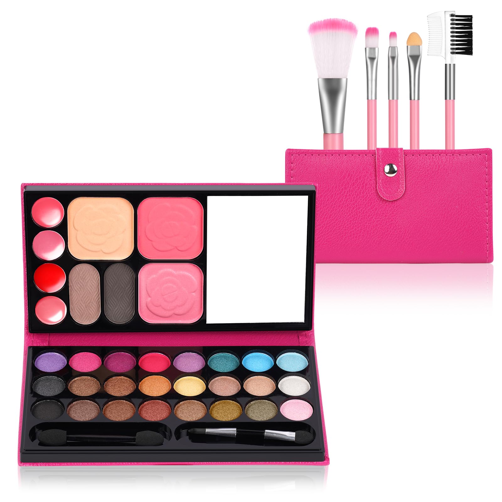 Aomig 33 Colors Kids Makeup Sets for Girls, 6 Pcs Princess Make Up Kit with 5 Brushes, Washable Children's Cosmetics Toys, Non-Toxic Makeup Kit, Cosmetic Beauty Set Gift for Kids Halloween Birthday — image 1