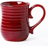 masoline 21 oz Large Ceramic Coffee Mugs, Handmade Cup with Large Handle, Big Tea and Coffee Cups for Office and Home, Microwave and Dishwasher Safe (Red)