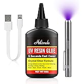 UV Resin Kit with UV Light, 60g Fast Curing UV Resin with Rechargeable UV Flashlight, 5-Second Cure Transparent UV Glue for Bonding and Welding Jewelry, Plastic, Acrylic, Crafts, Glass Repair