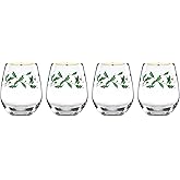 Lenox 888202 Holiday 4-Piece Stemless Wine Glasses, Christmas Drinkware Set, Hosting
