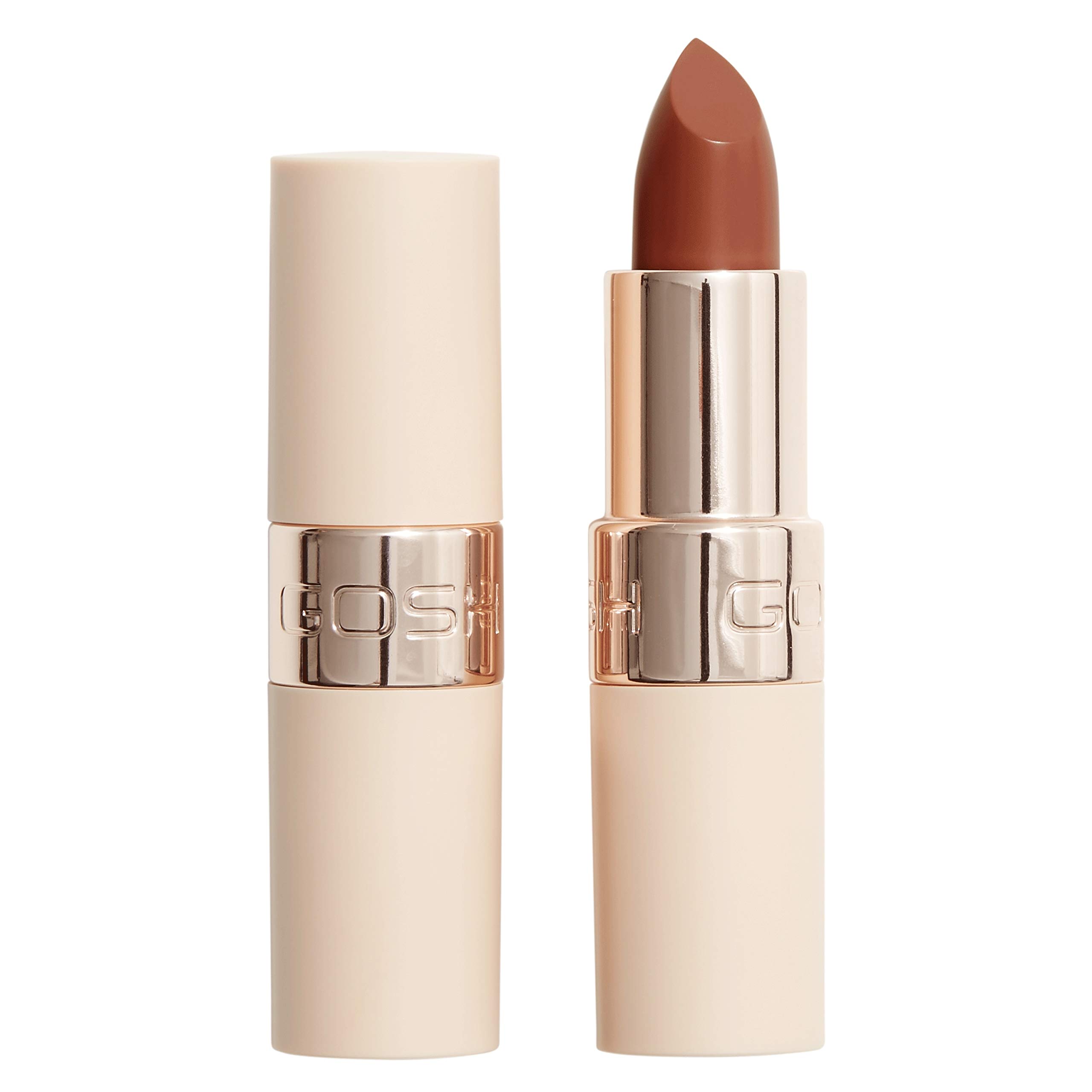 GOSH Lipstick Luxury Nude with Light Sheen I Intense Nude Shades for Natural Lips I Highly Pigmented, Moisturising Lip Stick for Soft Lips I Long-Lasting, Perfume-Free & 100% Vegan I 005 Bare