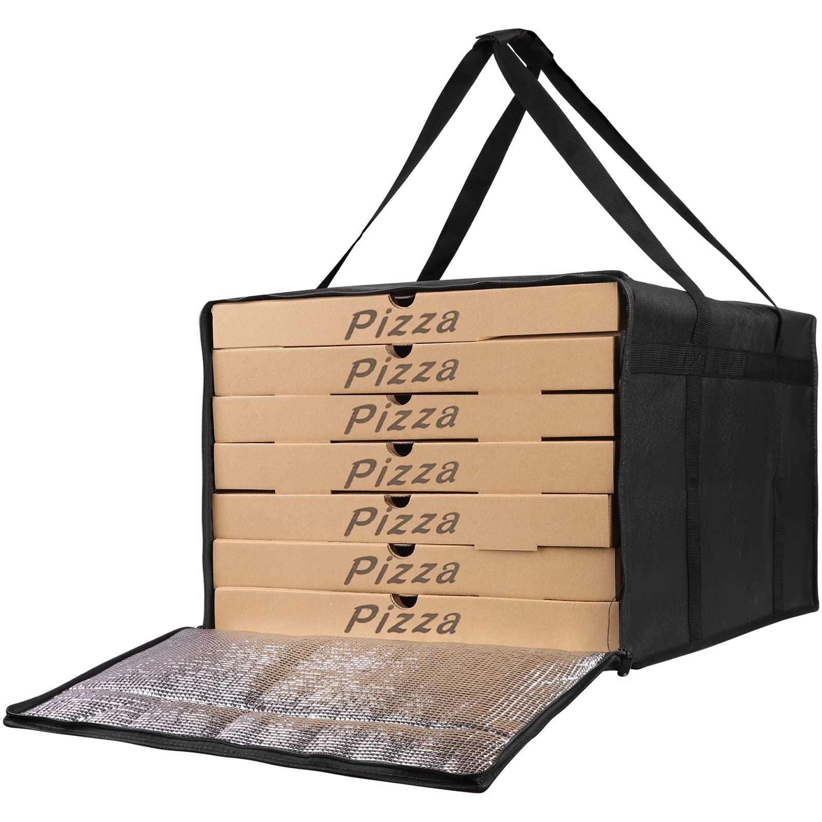 Photo 1 of Bodaon Insulated Pizza Delivery Bags, 20" x 20" x 14" Insulated Food Delivery Bag for Uber Eats/Doordash/Grubhub, Pizza Pack, Pizza Hot Warmer Carrier, Food Warmers for Parties Insulation (Black, 1Pk)
