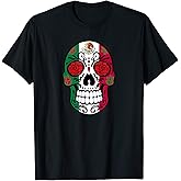 Day Of The Dead Sugar Skull Halloween Mexican Flag Eagle T-Shirt