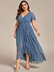 Ever-Pretty Plus Women's V Neck Ruffles Sleeves