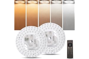 TobeBright 6.69inch 36W Ceiling Fan LED Light Replacement with Remote, 3200LM LED Light Engine Retrofit Kit, Dimmable 5CCT 2700K/3000K/3500K/4000K/5000K Ceiling Fan Light Kits, AC110-130V -2Pack