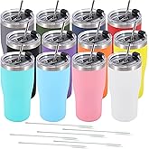Dongni 20oz Tumbler with Lid Stainless Steel Tumblers Bulk, Double Wall Vacuum Insulated Coffee Travel Mug Powder Coated Tumbler（Mix 12 pack）