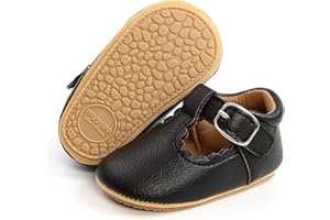 AKINGIO Baby Girls Mary Jane Flats Shoes with Non-Slip Soft Sole Toddler First Walkers Newborn Princess Dress Shoes