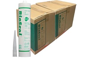 ZERED White BioSeal 100% Silicone Sealant Caulk Kitchen and Bath Grade, Waterproof and No Odor 10.1 Ounce Cartridge, 50 White Tubes / 2 Boxes