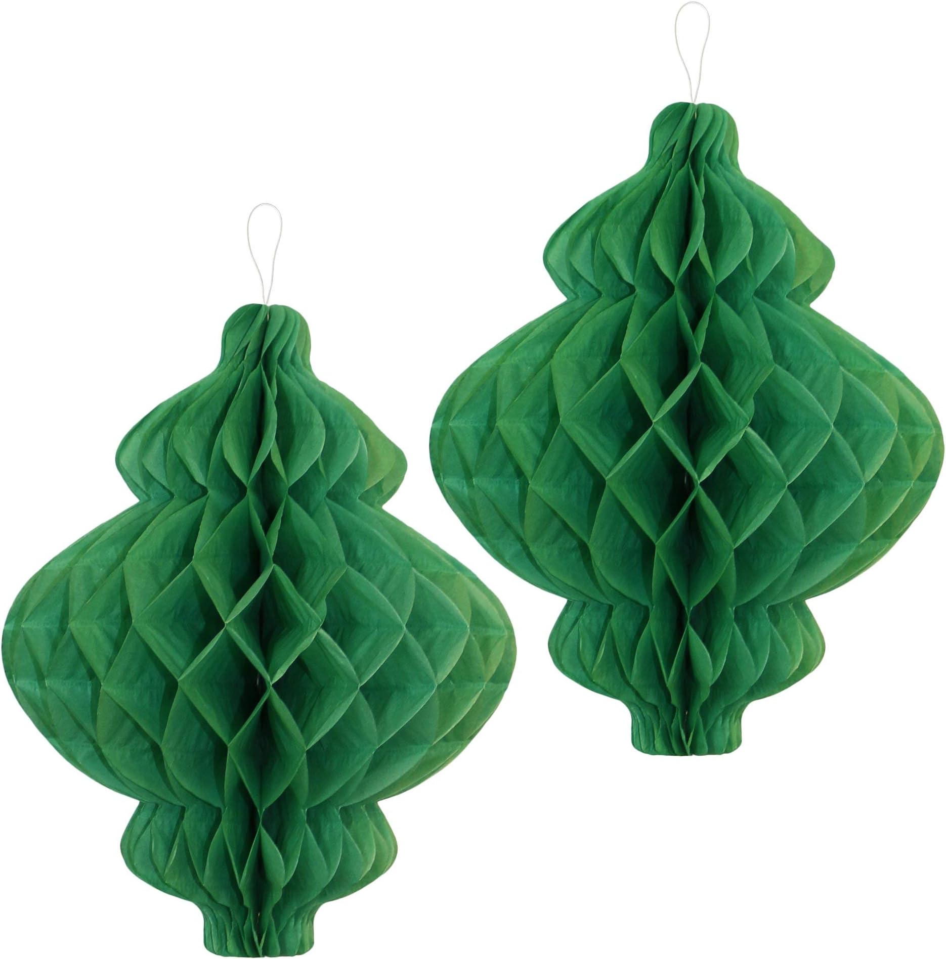 Eid Mubarak Ramadan Honeycomb Paper Lantern Hanging Decorations - Green Ornate