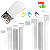 40PCS Large Eye Sewing Needles, 8 Sizes Hand Sewing Sharp Needles, Embroidery Needle, Leather Needle,Stainless Steel Yarn Nee