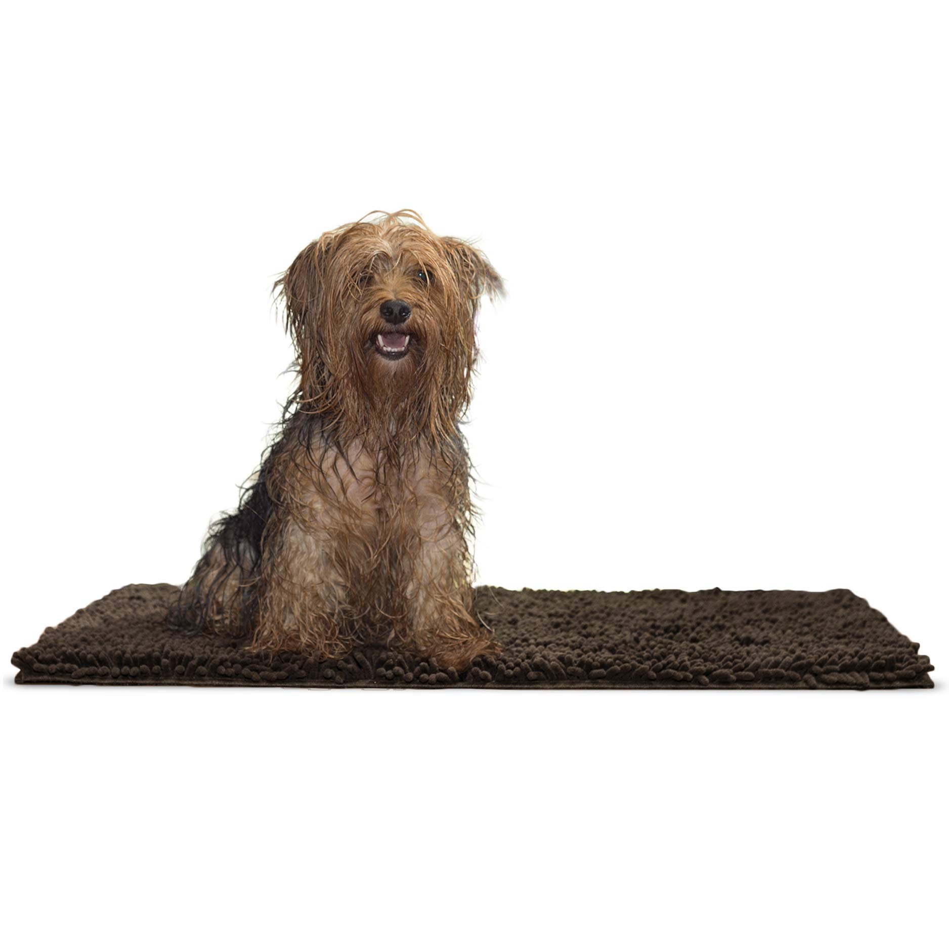 Furhaven 30" x 21" Highly Absorbent Dog Door Mat for Muddy Paws, 100% Washable, Perfect for Entryway, Kitchen, & Bathroom Use - Chenille Shammy Rug - Mud (Brown), Medium