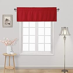 DWCN Red Blackout Valance for Windows Rod Pocket