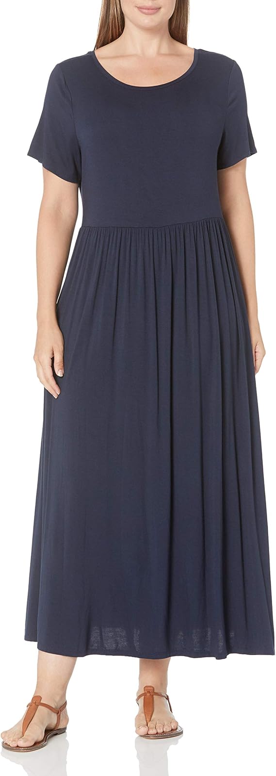 Amazon Essentials Robe Longue à Manches Courtes et Taille Femme Amazon