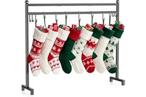 Dicasser Christmas Stocking Holder Display Stand Holiday Decor Hanger with 12 Hooks,Black