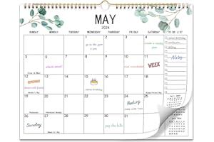 PIOOJK 2024 Wall Calendar, Desk Calendar from Jan 2024 to Dec 2024, Aesthetic Modern Greenery 2024 Monthly Calendar, Large Blocks with To Do List Easy for Organizing & Planning, 14.8" x 11.5"