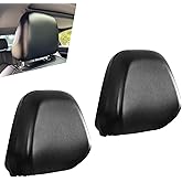 Shakas 2 PCS Cars Headrest Covers, Full Wrap-around Non-marking Fit Anti-scratch Protector, Waterproof Leather Portable Reusable Elastic Dust Cover, for Most Cars Seat Headrest Accessories (Black #S)