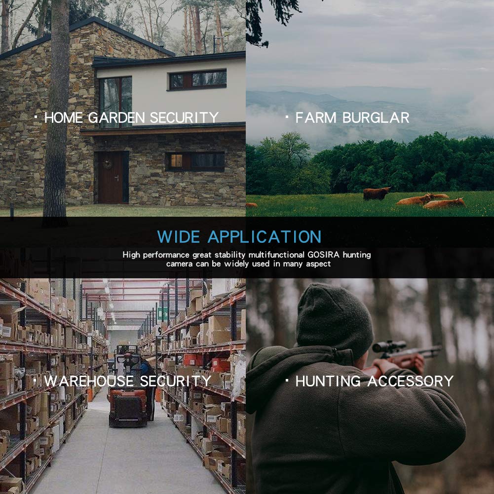 Gosira Trail Camera Motion Activated 12MP HD 1080P Wildlife Hunting 0.5s Trigger 940nm Updated IR LED No Flash Night Vision 15M IP66 Waterproof Game Cam Wide Senor 90° detection Outdoor Nature Home