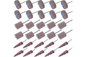 SACKORANGE 30 PCS 80 Grit Abrasive Flap Wheel Sander, 1/8" Shank Diameter Cone Shape Abrasive Sandpaper Flap Sanding Wheel Grinding Head Rotary Tool for Grinding and Polishing